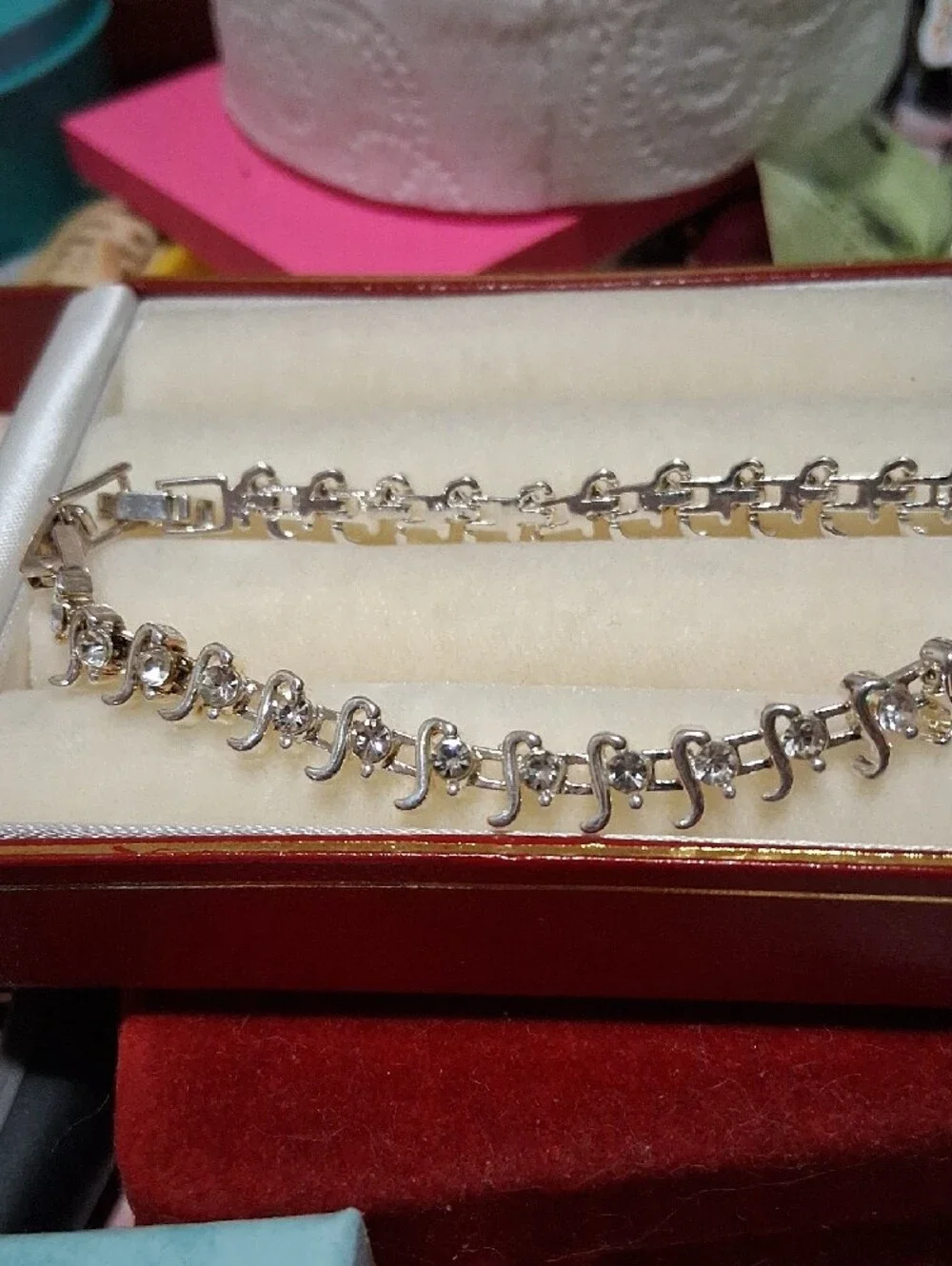 Source Unknown Silver Tone Clear Crystal Bracelet